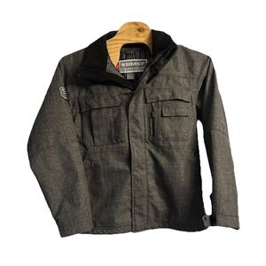 SIMS Docker Charcoal Heavyweight Snowboard Jacket Men Large Hooded Pockets Lined